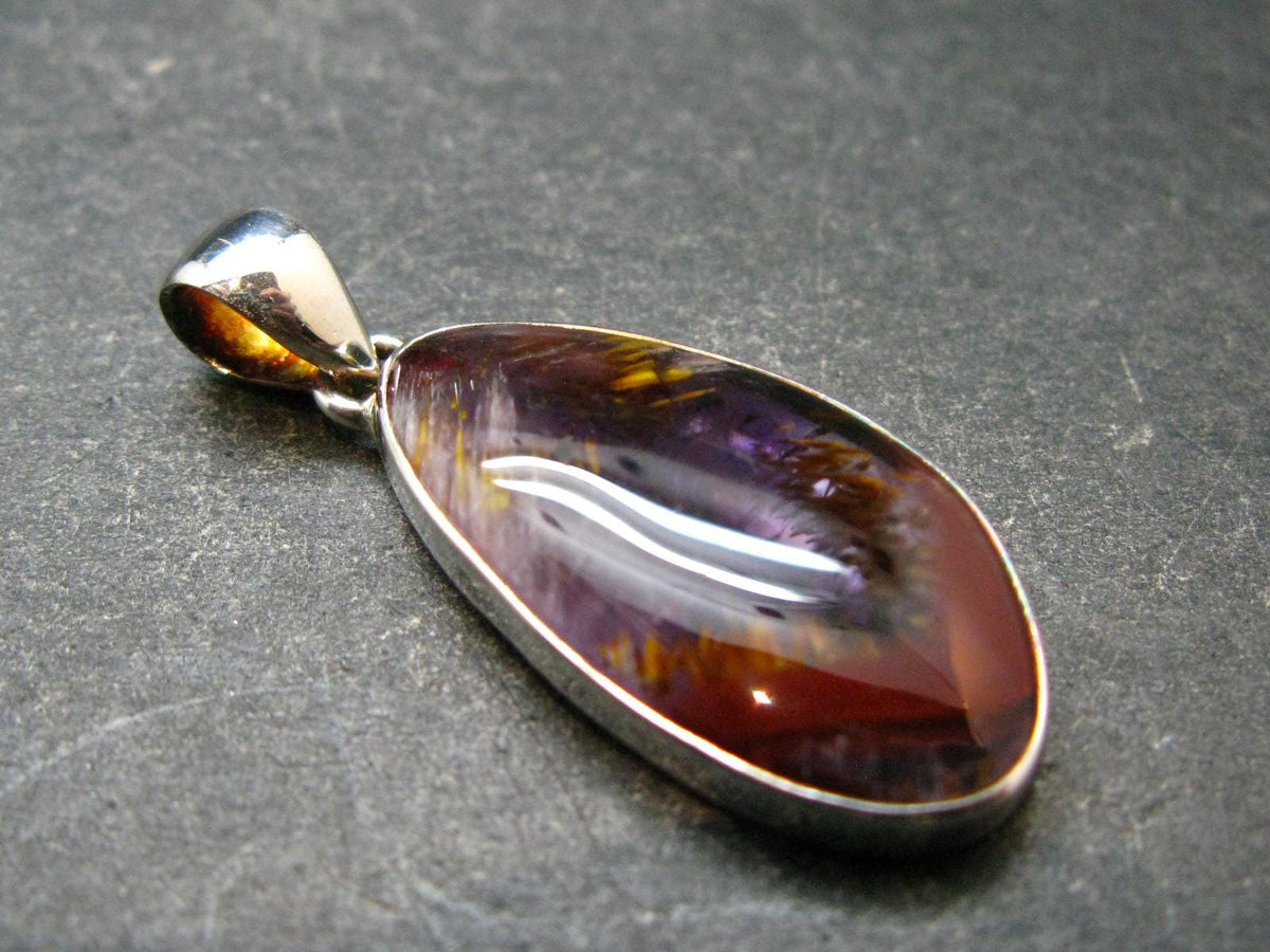 Cacoxenite Super 7 Silver Pendant From Brazil - 1.5" - 4.36 Grams