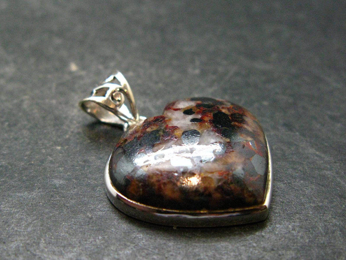 Zincite Franklinite Willemite Silver Heart Pendant From USA - 1.2" - 9.09 Grams