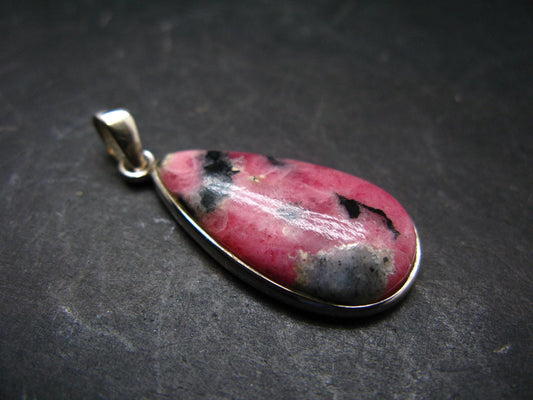 Rare Pink Tugtupite Sterling Silver Pendant From Greenland - 1.6" - 5.31 Grams