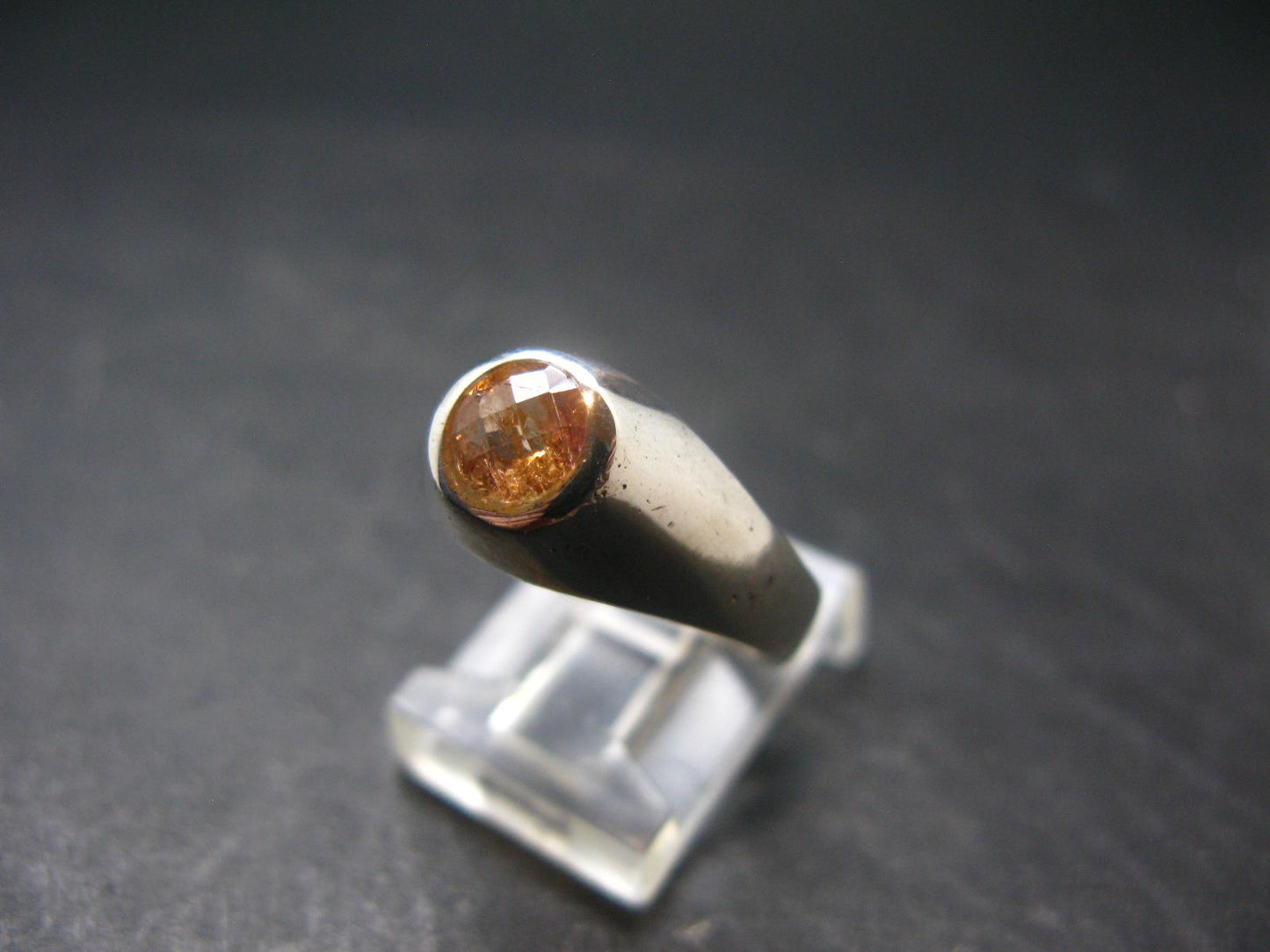 Fabulous Untreated Faceted Gem Imperial Topaz 925 Silver Ring from Brazil - Size 8.25 - 4.46 Grams