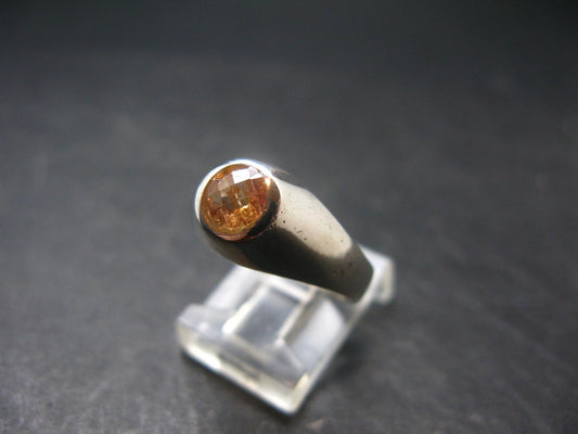 Fabulous Untreated Faceted Gem Imperial Topaz 925 Silver Ring from Brazil - Size 8.25 - 4.46 Grams