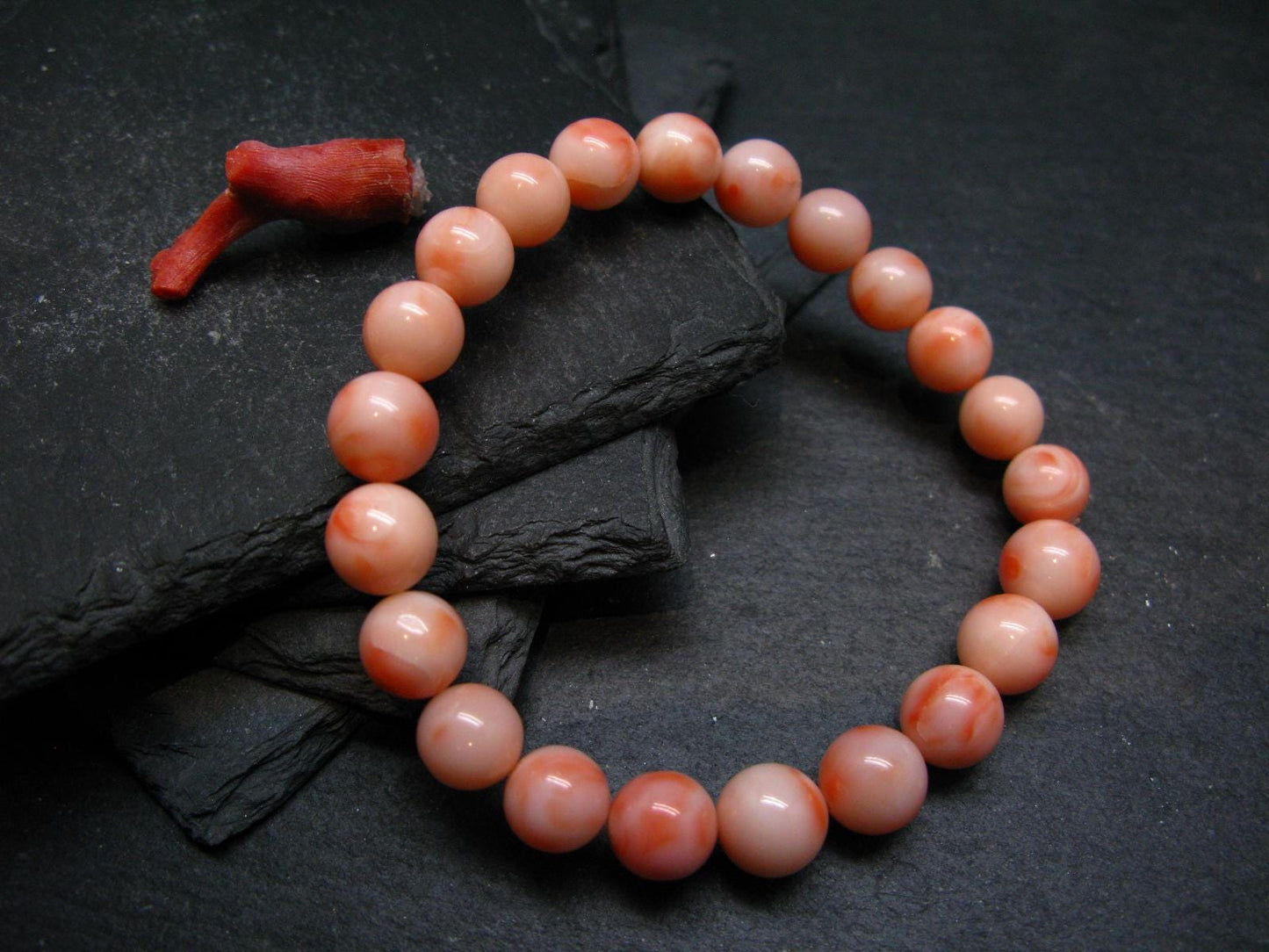 Angel Skin Coral Genuine Bracelet ~ 7 Inches ~ 9mm Round Beads