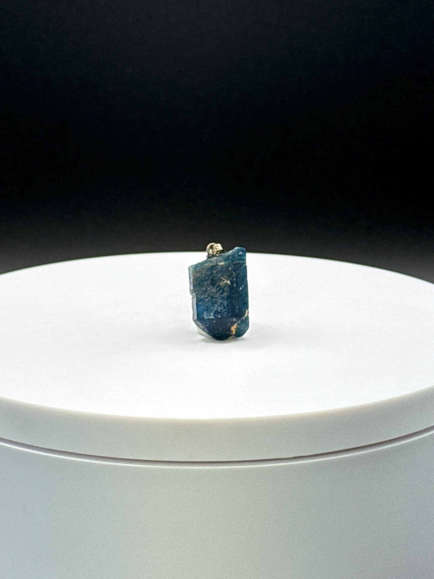 Raw Blue Apatite Sterling Silver Pendant | Natural Crystal Charm