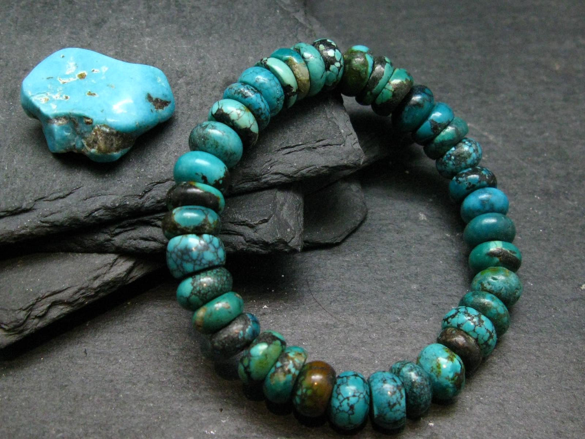 Turquoise Genuine Untreated Bracelet ~ 7 Inches ~ 10mm Rondelle Beads