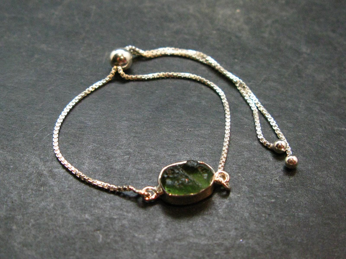 Moldavite Silver Bracelet Adjustable Length - 3.07 Grams