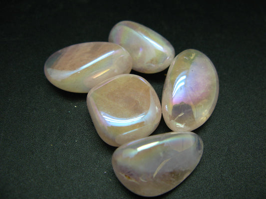 Lot of 5 Tumbled Beautiful Pink Aura Quartz Crystal From Brazil