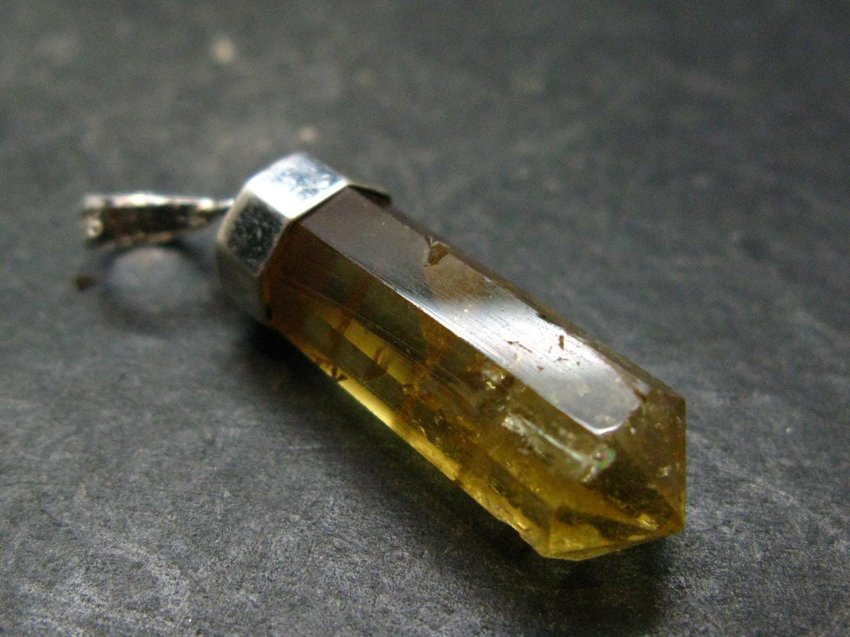 Natural Unheated Citrine Crystal Silver Pendant from Congo - 4.16 Grams