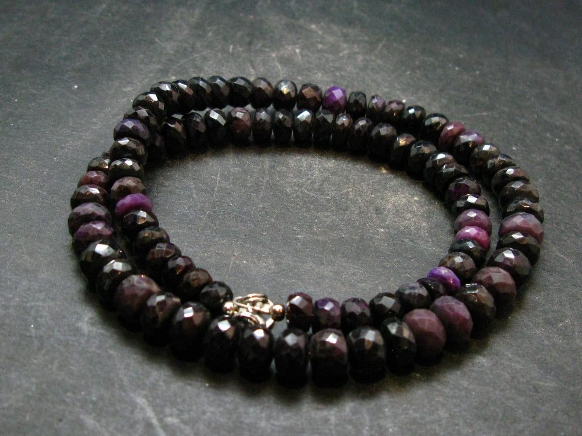 Purple Sugilite Rondelle Faceted Beads Necklace From South Africa - 18" - 52.91 Grams