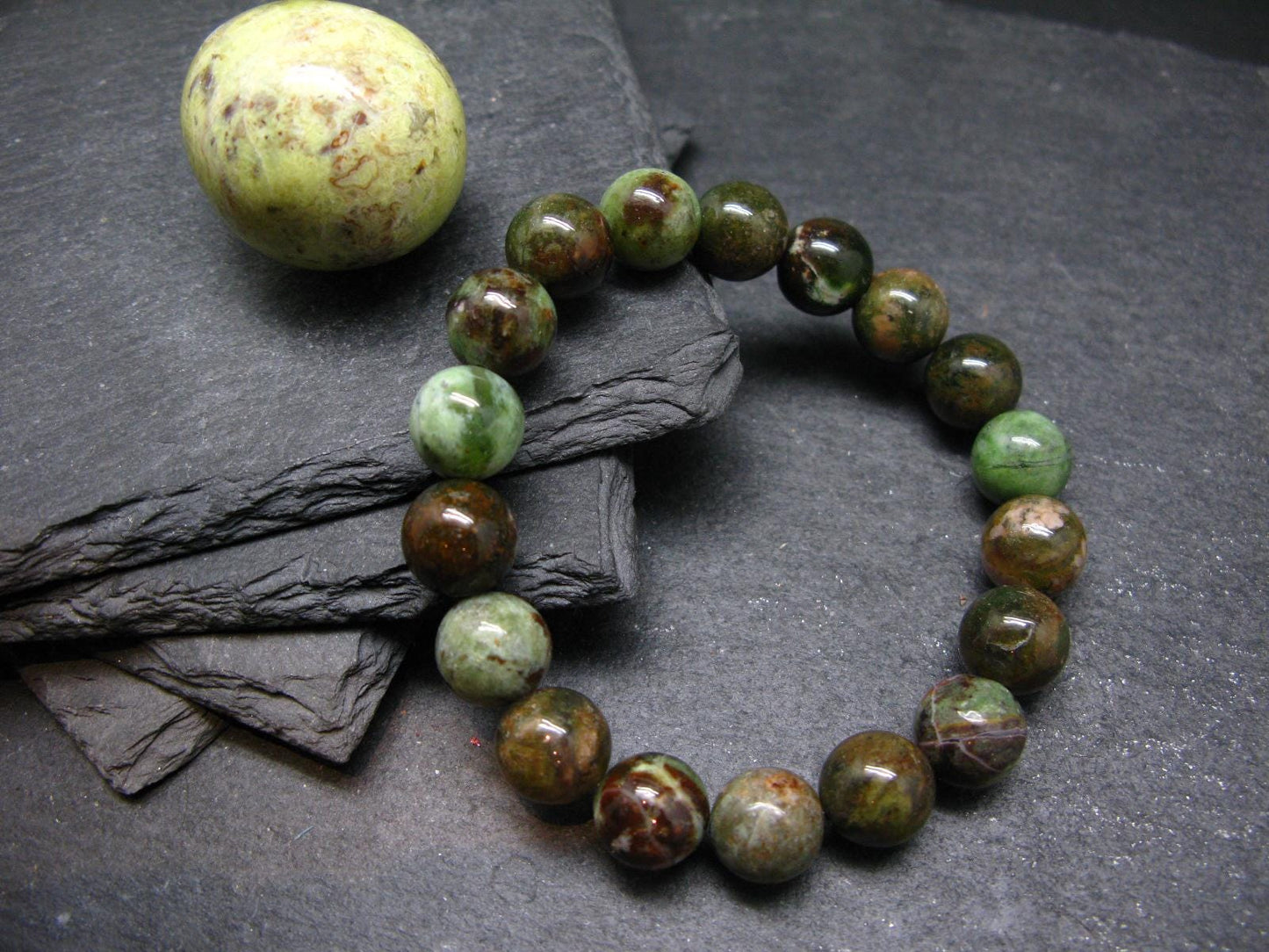 Green Opal Genuine Bracelet ~ 7 Inches ~ 10mm Round Beads