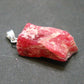 Rare Raw Rhodonite Silver Pendant From Brazil - 1.0" - 3.69 Grams