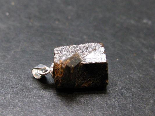 Fairy Cross!! Natural Staurolite Sharp Brown Twin Crystals Silver Pendant From Russia - 0.8" - 2.22 Grams
