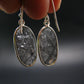 Large Tourmalinated Quartz Crystal Silver Earrings From Brazil - 1.4" - 3.80 Grams