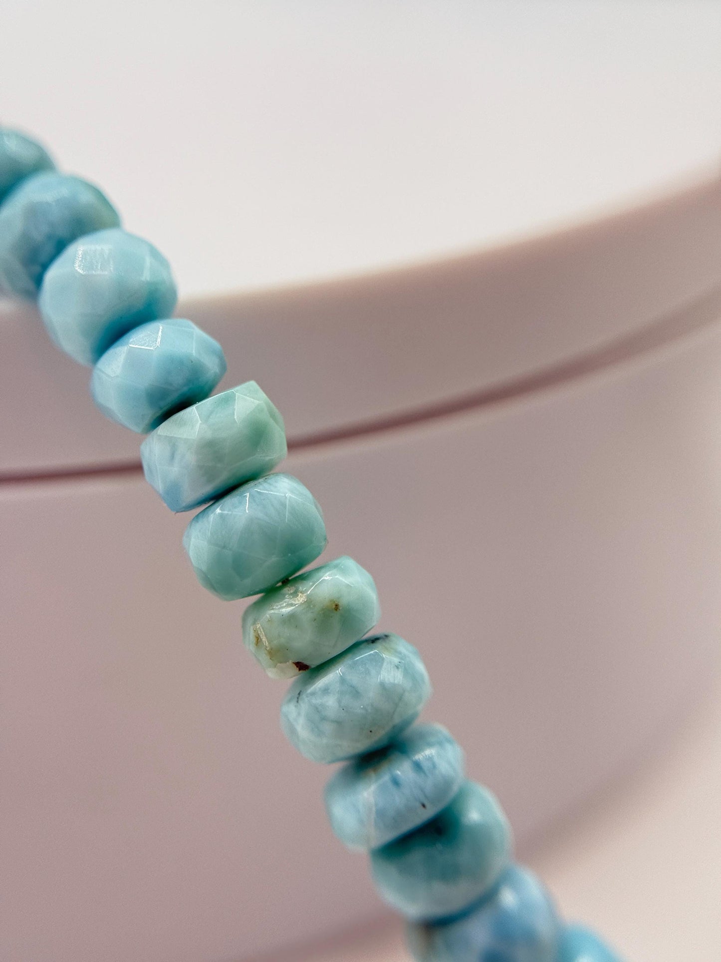 Blue Larimar Bead Necklace Natural Gemstone Necklace Ocean Style Jewelry Gift