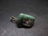 Natural Emerald Tumbled Stone Silver Pendant from Brazil - 1.0" - 4.12 Grams