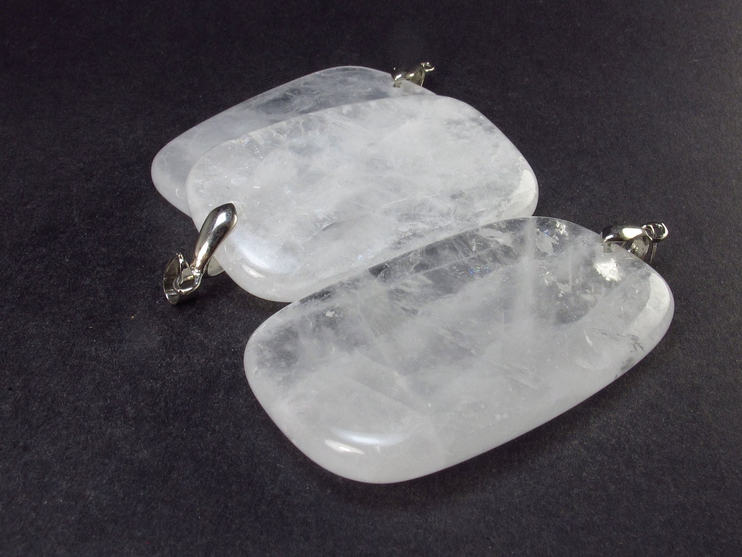 Set of 3 Natural Clear Quartz Crystal Pendants From Brazil