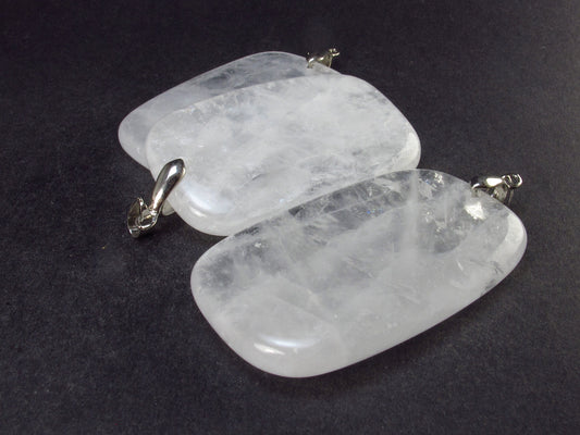 Set of 3 Natural Clear Quartz Crystal Pendants From Brazil