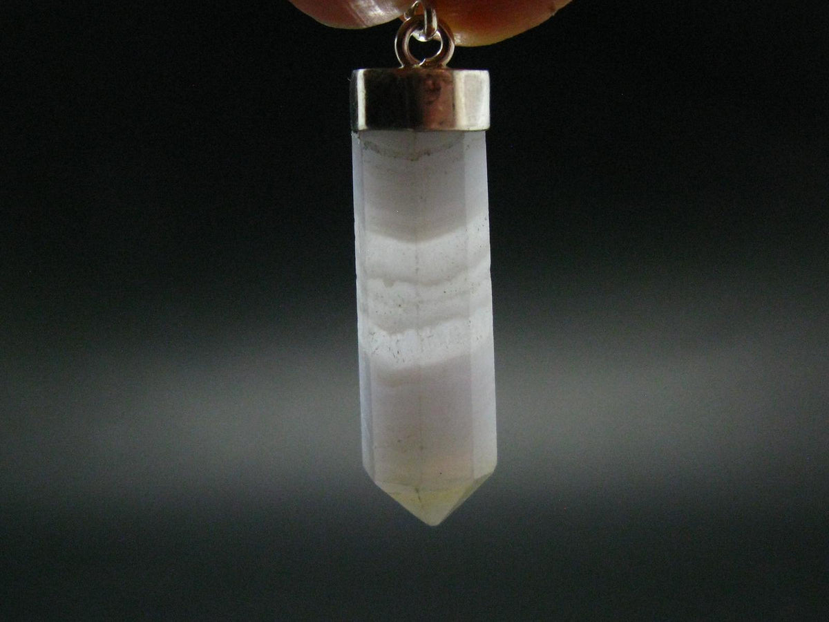 Blue Lace Agate 925 Silver Pendant from Namibia - 1.7" - 4.21 Grams