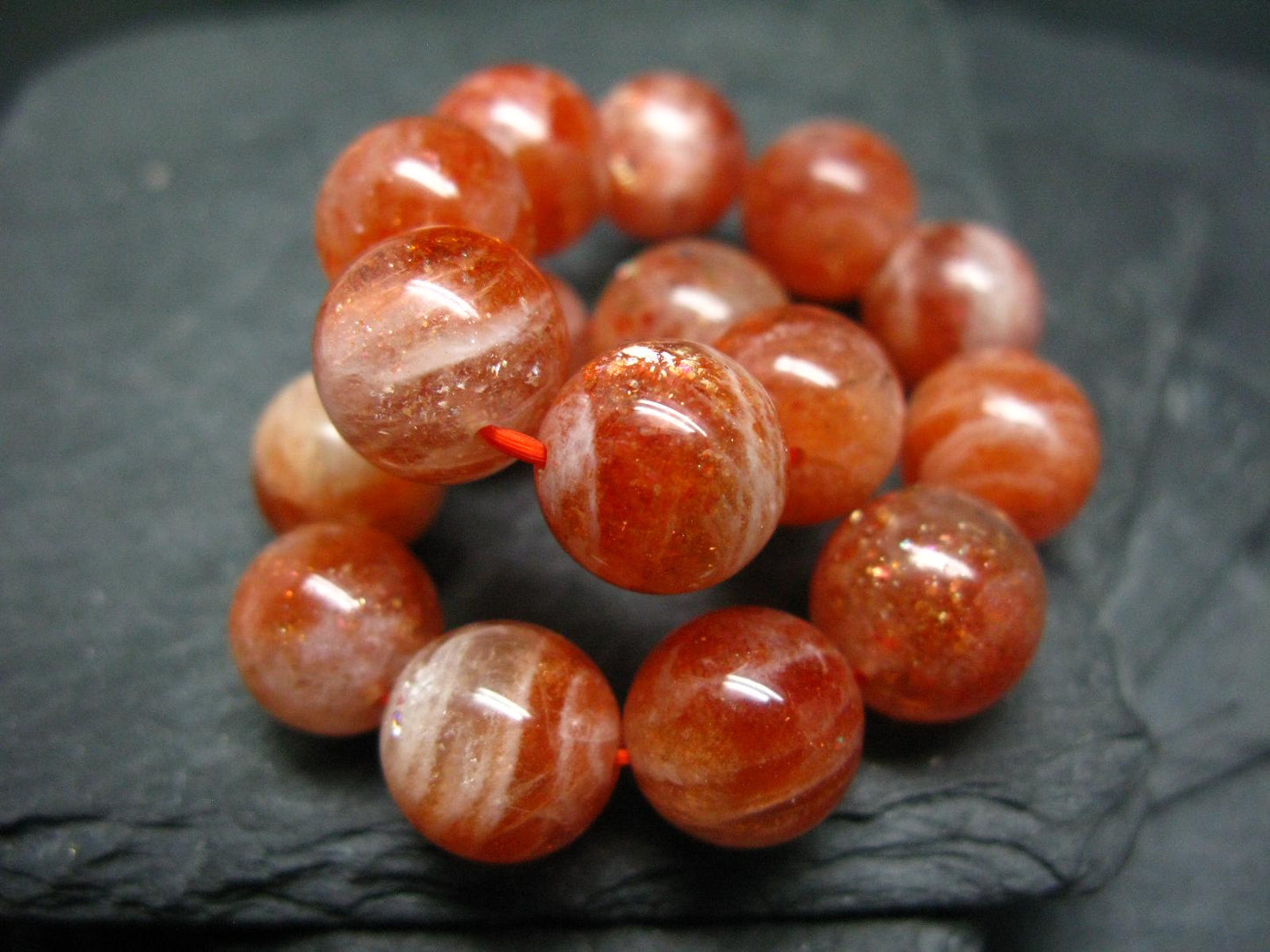 Sunstone Genuine Bracelet ~ 7 Inches ~ 13mm Round Beads