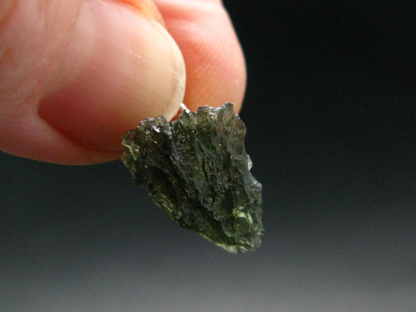 Moldavite Tektite Silver Pendant from Czech Republic - 0.7" - 1.17 Grams