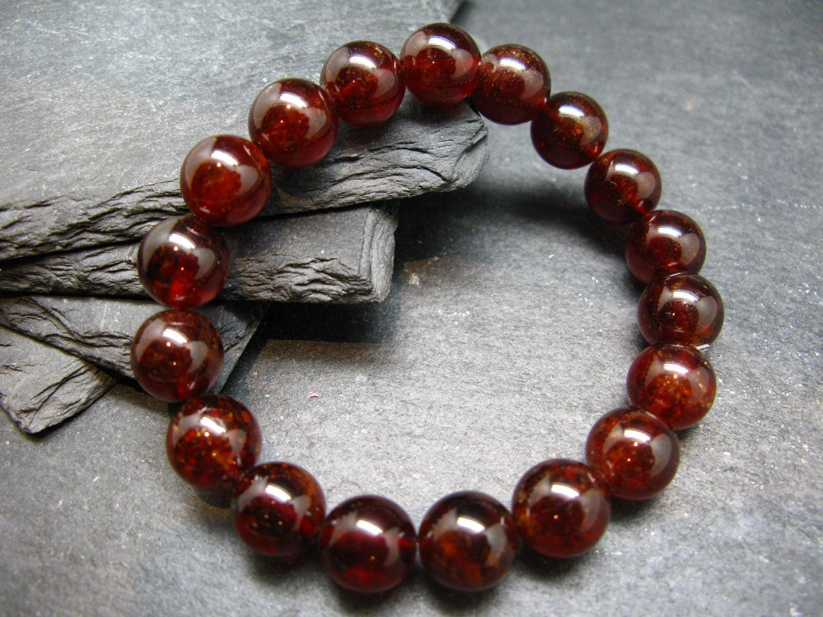 Gem Garnet Hessonite Genuine Bracelet ~ 7 Inches ~ 10mm Round Beads