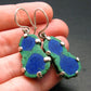 Natural Raw Deep Blue Azurite with Green Malachite Earrings In Sterling Silver From Mexico - 1.7"
