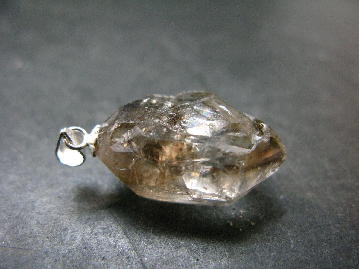 Large DT Elestial Quartz Crystal Silver Pendant From Brazil - 1.1" - 4.32 Grams