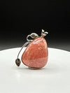Natural Rhodochrosite Pendant in Sterling Silver Leaf Design | Pink Crystal Necklace | Jewelry Gift