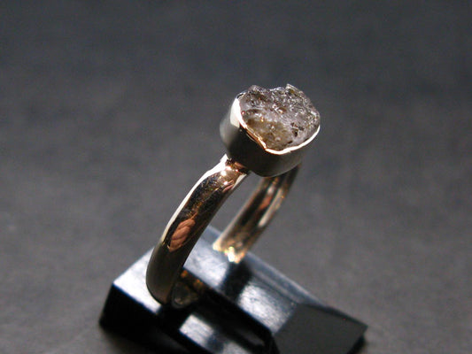 Gray Herderite Silver Ring from Africa - Size 8 - 1.94 Grams