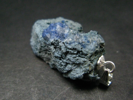 Benitoite Cluster Silver Pendant From California - 1.2" - 2.46 Grams