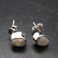 Very Rare White Cryolite 925 Silver Stud Earrings from Greenland - 0.6" - 1.29 Grams