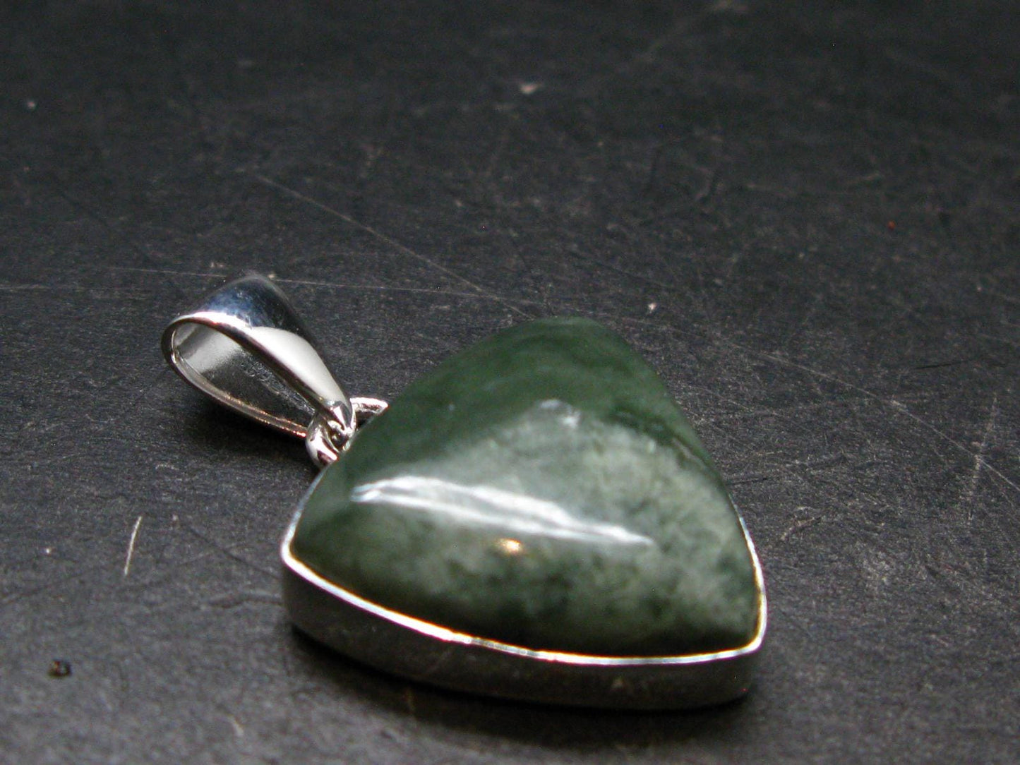 Nice Polished Seraphinite Clinochlore Stalactite Silver Plated Pendant From Russia - 1.2" - 5.08 Grams