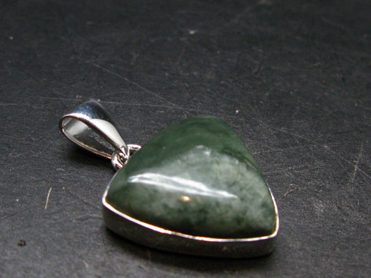 Nice Polished Seraphinite Clinochlore Stalactite Silver Plated Pendant From Russia - 1.2" - 5.08 Grams