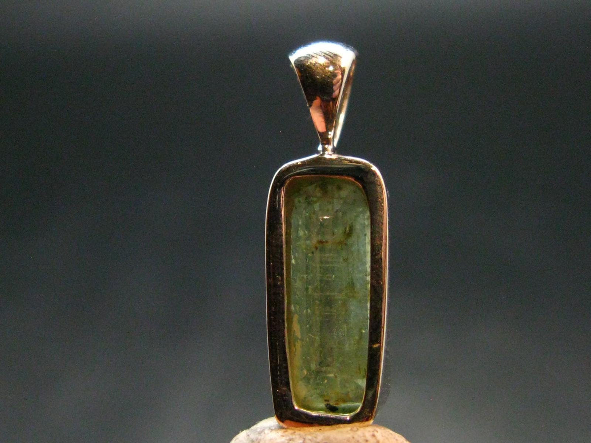 Green Kyanite Crystal Silver Pendant From Tanzania - 0.8" - 1.91 Grams