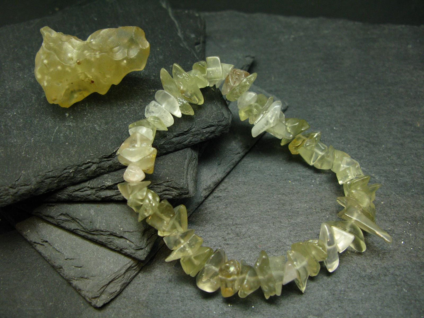 Libyan Tektite Glass Genuine Bracelet ~ 7 Inches ~ 10mm Tumbled Beads