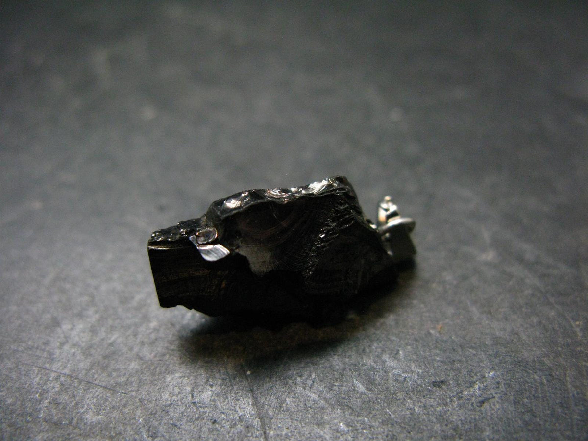 Unpolished Elite Shungite Silver Pendant from Russia - 1.1" - 1.94 Grams