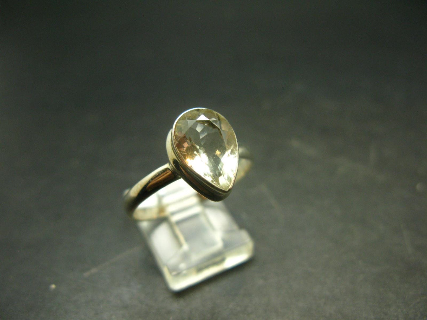 Libyan Desert Glass Tektite Sterling Silver Ring from Libya - Size 11 - 3.36 Grams