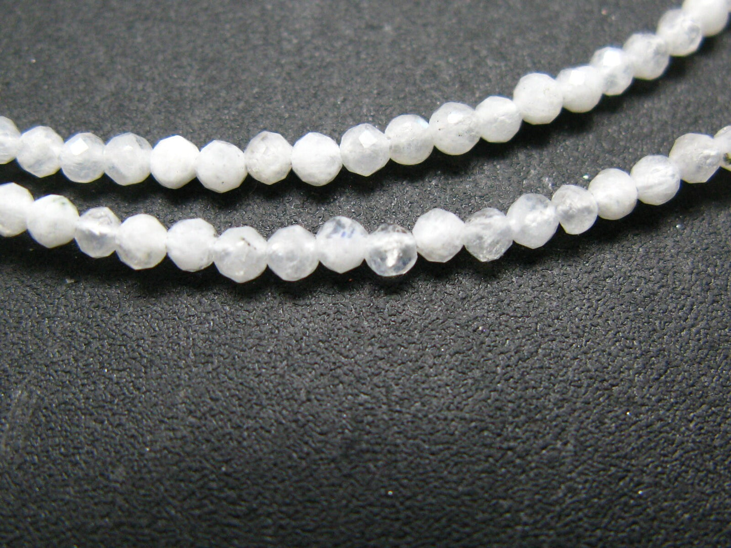 Lightweight Gem Sparkly Faceted Moonstone Tiny 2mm Round Beads Necklace from Madagascar - 16"