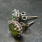 Natural Peridot (Olivine|) Stud Faceted Earrings In Sterling Silver from Pakistan - 0.7"