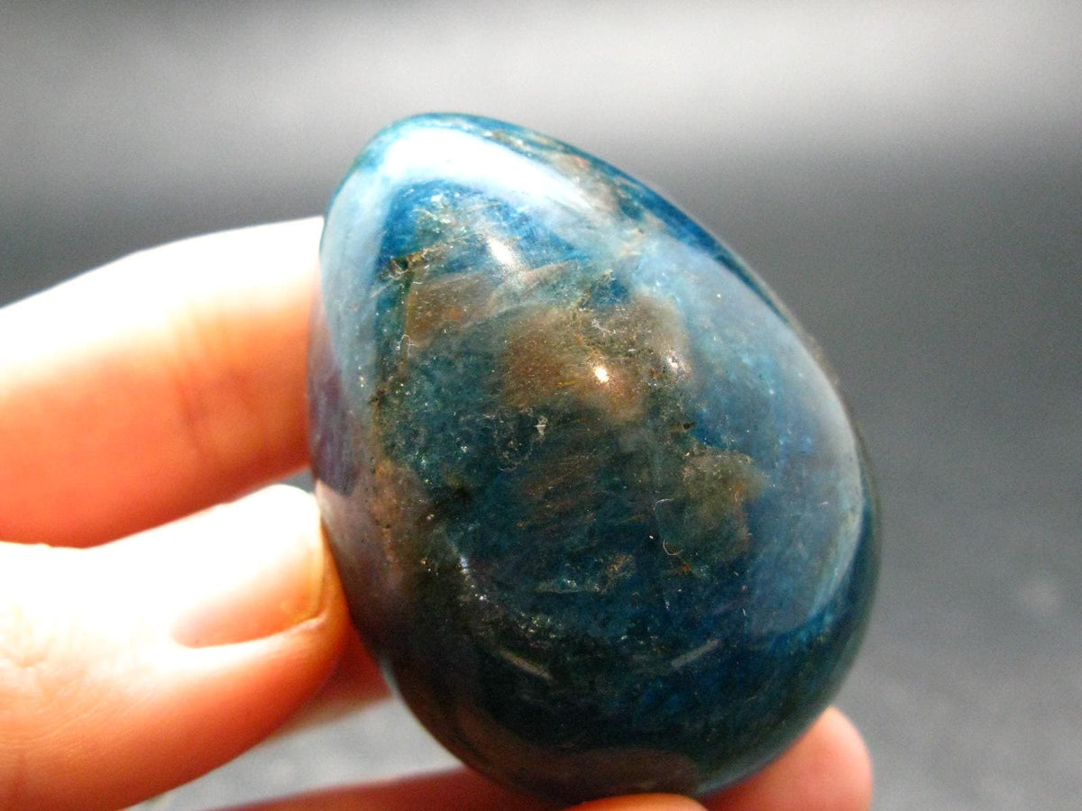 Large Neon Blue Apatite Egg from Madagascar - 103.0 Grams - 1.9"