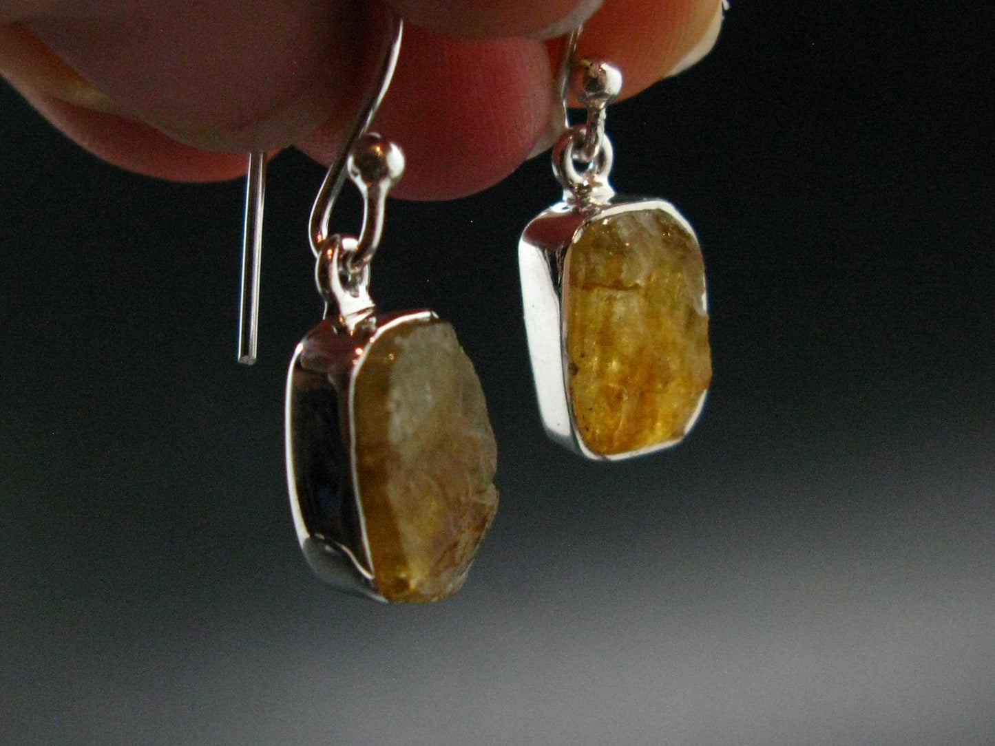 Rare Herderite Crystal Silver Earrings from Brazil - 2.94 Grams