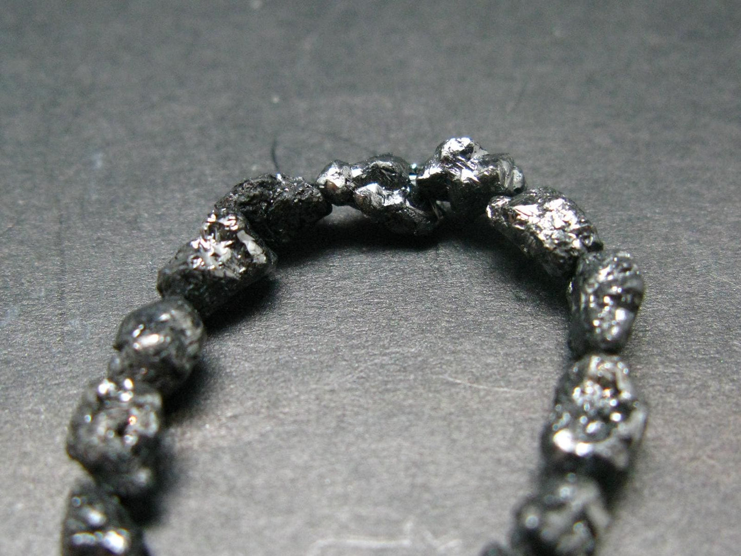 Raw Black Diamond Genuine Bracelet ~ 7 Inches ~ 6mm Crystal Beads
