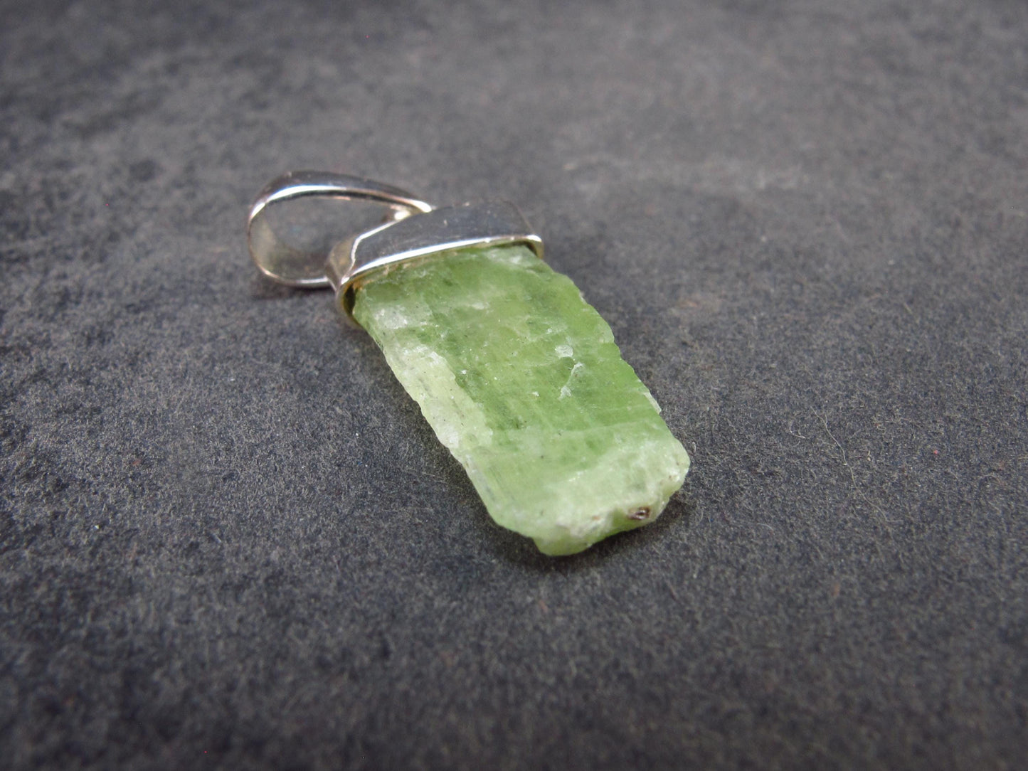 Green Kyanite Silver Pendant from Brazil - 1.2" - 1.02 Grams