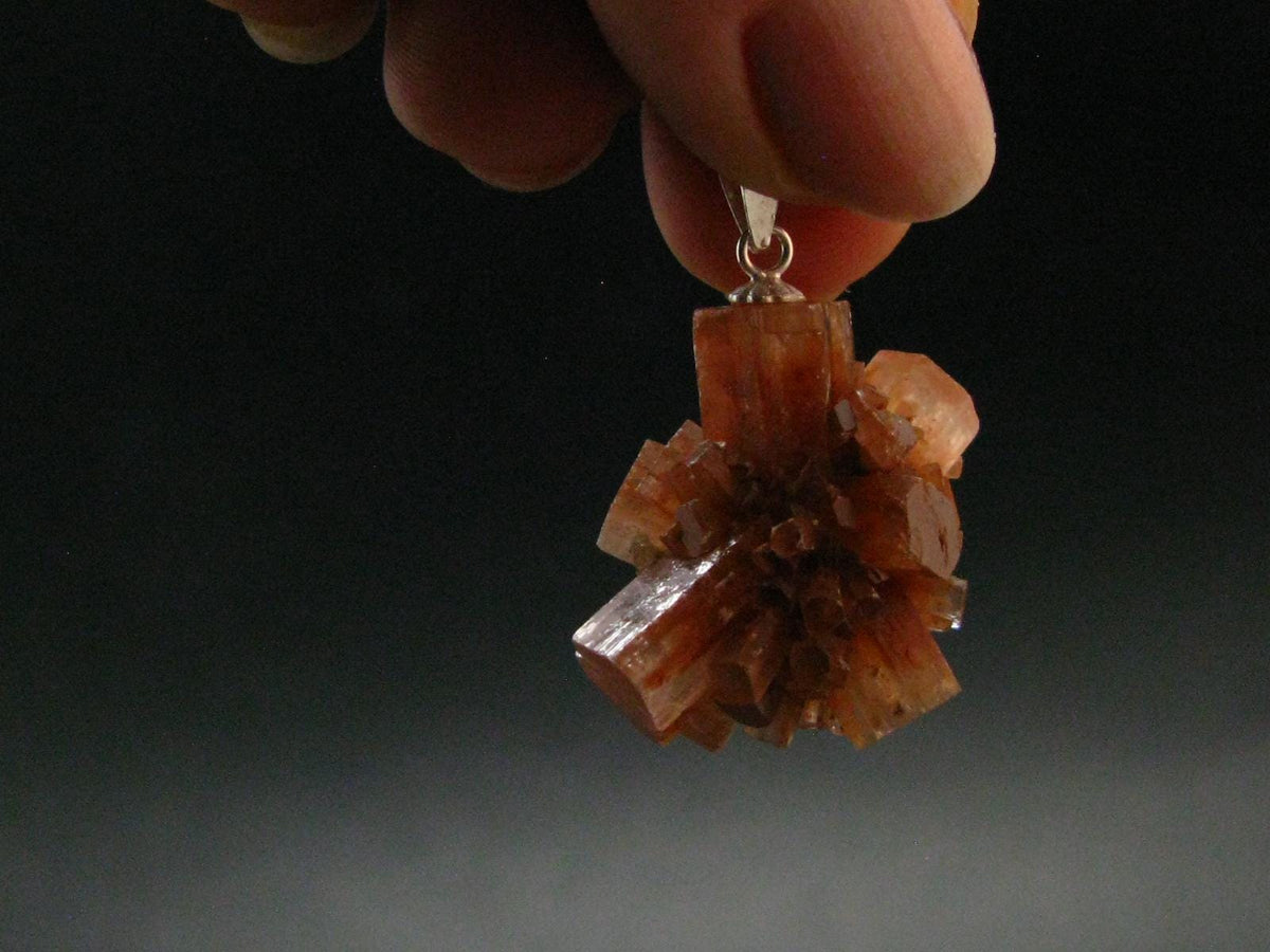 Terminated Aragonite Crystal Silver Pendant from Morocco - 1.2" - 7.73 Grams
