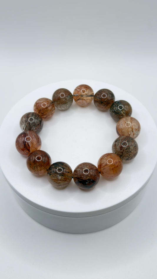Rutilated Quartz Bracelet – Natural Gemstone Stretch Beaded Jewelry