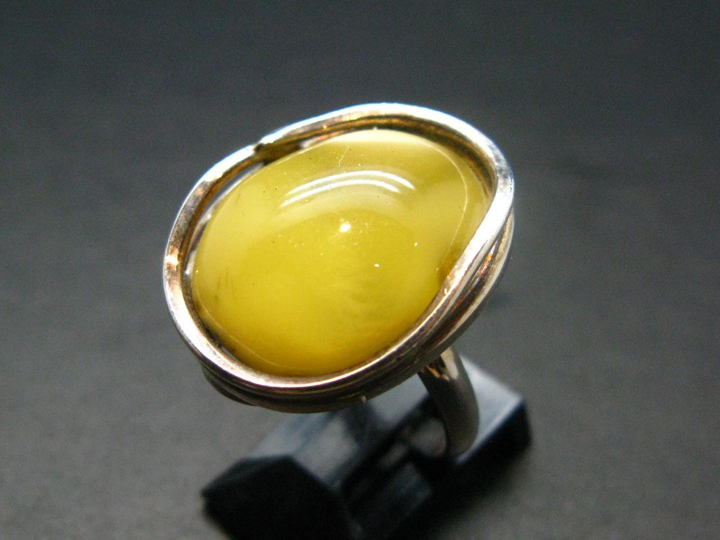 Natural Baltic Amber 925 Silver Ring - Size 7.25