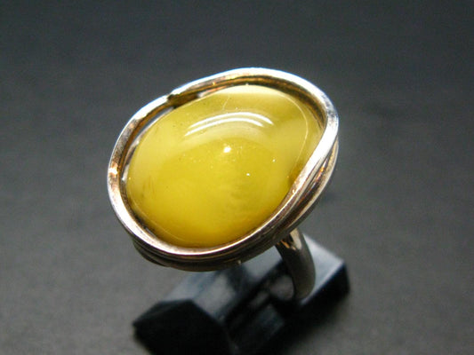 Natural Baltic Amber 925 Silver Ring - Size 7.25