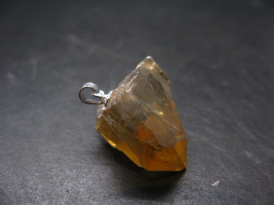 Natural Unheated Citrine Sterling Silver Pendant from Zambia - 0.9" - 7.09 Grams