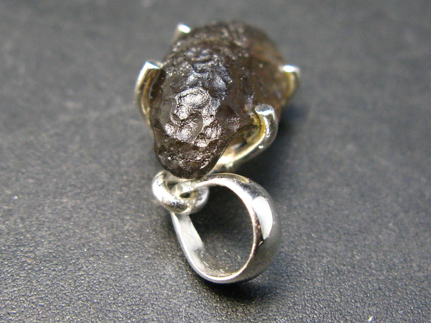 Rare Colombianite Pseudotektite Silver Pendant from Colombia - 1.1"- 3.0 Grams