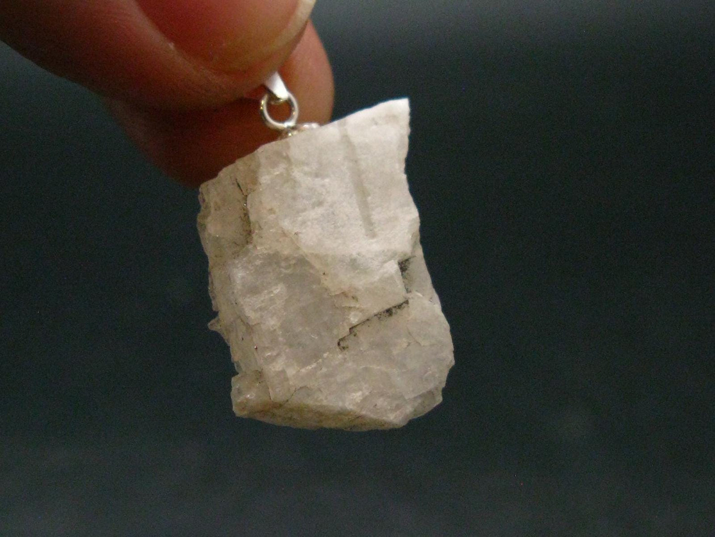 Natrolite Sterling Silver Pendant Necklace From Indonesia - 1.1" - 2.34 Grams