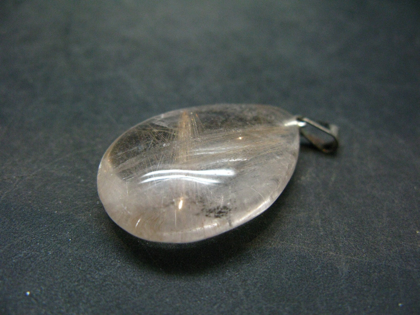 Rutilated Quartz Silver Pendant From Brazil - 1.5"